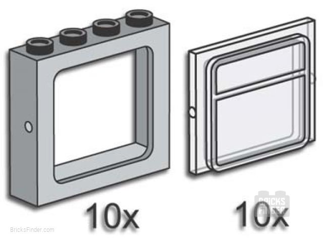 LEGO 3733 Grey Train Windows with Panes Box